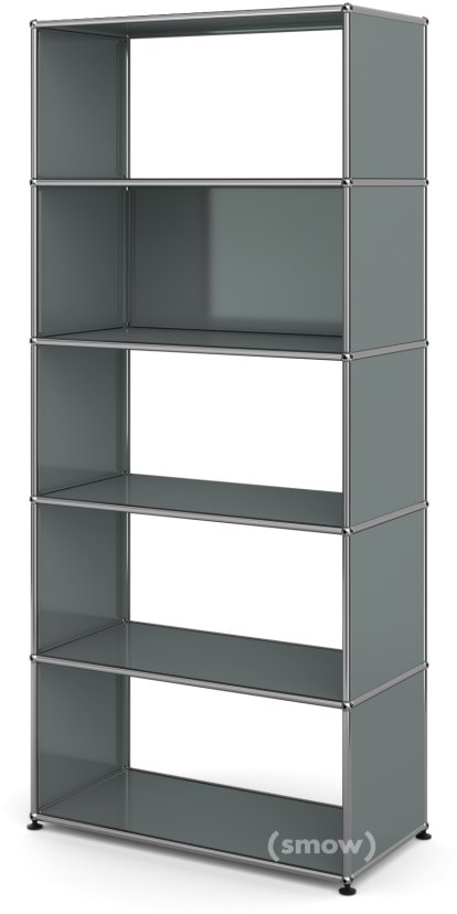 Étagère M USM Haller, 1 panneau arrière, Gris moyen RAL 7005