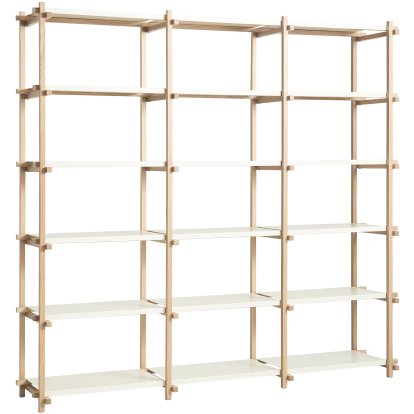 Étagère Woody, H 196,5 cm x L 206,5 cm, Chêne savonné / blanc amande