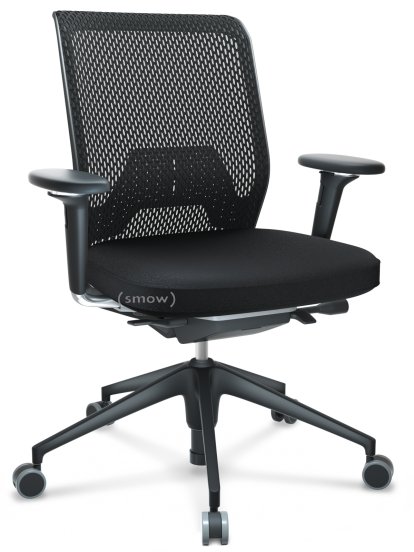 ID Mesh, Mécanisme Flowmotion avec inclinaison avant et réglage de la profondeur , Avec accotoirs 3D, Piétement à 5 branches, plastique basic dark, Noir basic, Assise Silk Mesh, dossier Diamond Mesh, Nero, Souples pour sols durs