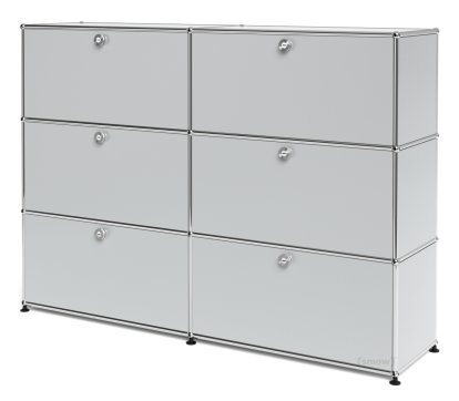 Meuble haut Highboard L USM Haller, personnalisable, Gris clair RAL 7035, Avec 2 portes abattantes, Avec 2 portes abattantes, Avec 2 portes abattantes