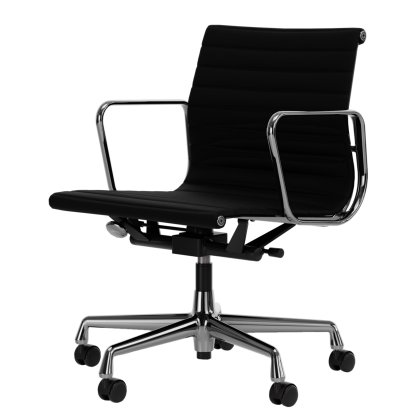 Aluminium Chair EA 117, Poli, Cuir (Standard), Nero