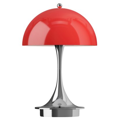 Lampe Panthella 160 Portable, Chrome opale rouge