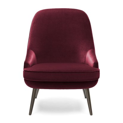 Fauteuil 375, Dossier haut, Tissu Harald raisin rouge
