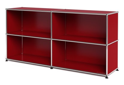 Meuble mixte Sideboard L USM Haller  ouvert, Rouge rubis USM