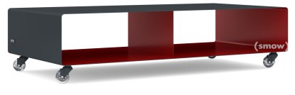 Meuble TV R 200, Bicolore   , Gris anthracite (RAL 7016) -  Rouge rubis (RAL 3003), Roulettes transparentes