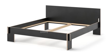 Lit Siebenschläfer, 180 x 200 cm, Avec tête de lit, Noir, Sans sommier