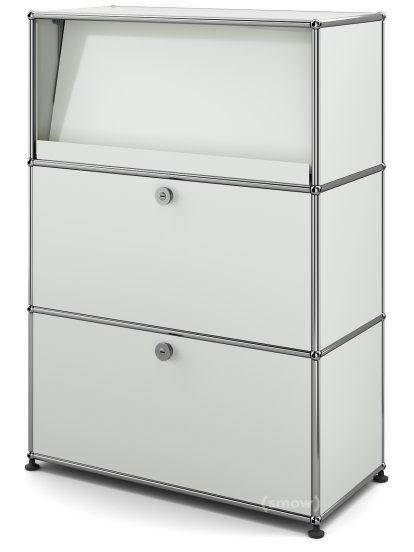 Meuble haut Highboard M USM Haller avec présentoir incliné, Gris clair RAL 7035