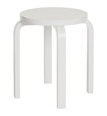 Tabouret E60, Assise et pieds vernis blanc