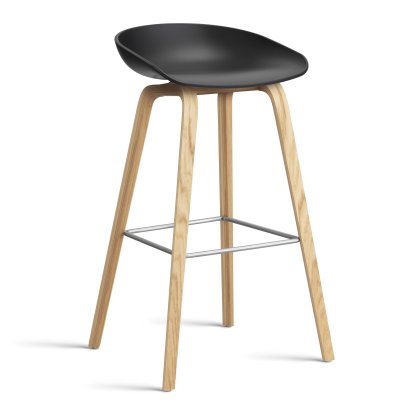 About A Stool AAS 32, Version bar: hauteur de l'assise 74 cm, Chêne laqué, Black 2.0