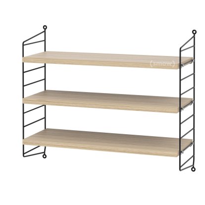 Étagère murale S String, 20 cm, Noir, Placage chêne
