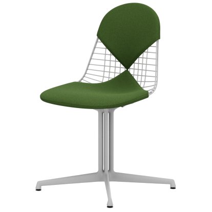 Chaise Wire Chair DKL, Revêtement blanc, Coussin pour assise et dossier (Bikini), Vert pré / forêt