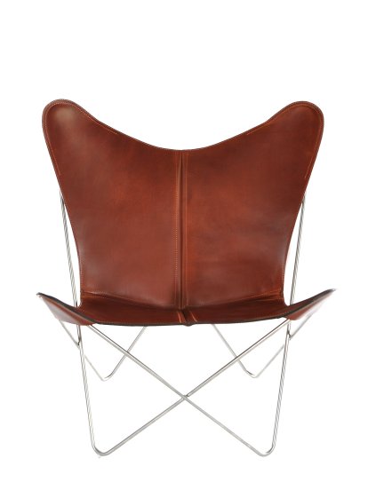 Trifolium Butterfly Chair, Cognac, Acier inoxydable 