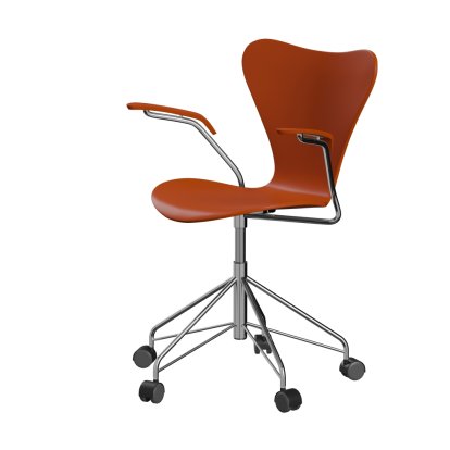 Série 7 Chaise de bureau pivotante 3117 / 3217 New Colours, Avec accotoirs, Laqué, Orange paradis, Chromé