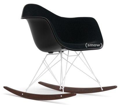Eames Plastic Armchair RE RAR avec rembourrage, Noir profond  , Rembourrage intégral, Nero, Blanc, White/érable foncé