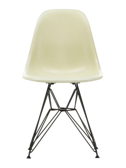 Eames Fiberglass Chair DSR, Eames parchment, Finition époxy basic dark lisse