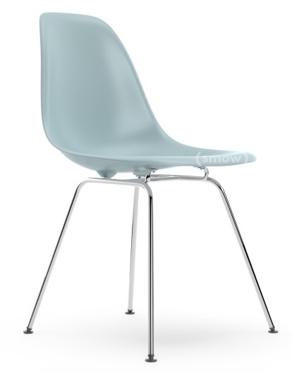 Eames Plastic Side Chair RE DSX, Gris bleuté, Sans rembourrage, Sans rembourrage, Version standard - 43 cm, Chromé