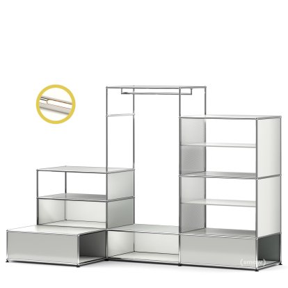 Penderie-présentoir USM Haller XL avec éclairage, Gris clair RAL 7035