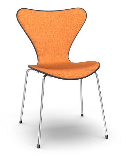 Série 7 Chaise 3107 avec rembourrage avant, Frêne coloré, Noir, Remix 543 - Orange, Chromé