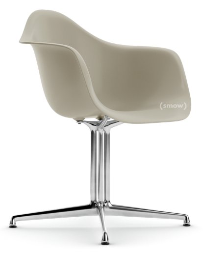 Eames Plastic Armchair DAL, Galet, Sans rembourrage, Sans rembourrage, Aluminium poli, Nouvelle hauteur d'assise (43,0 cm)