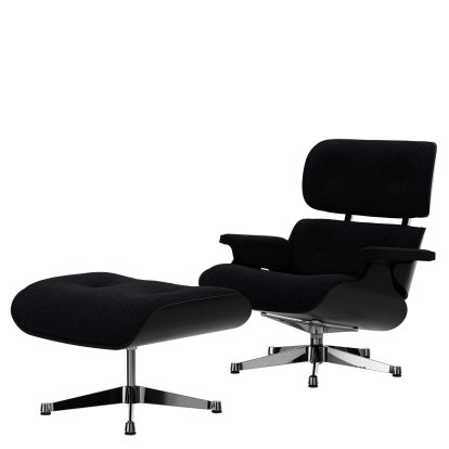 Eames Lounge Chair & Ottoman Nubia, Anthracite noir / châtaigne, noir 
