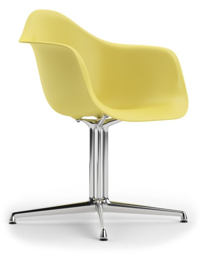 Eames Plastic Armchair RE DAL, Citron, Sans rembourrage, Sans rembourrage, Aluminium poli, Nouvelle hauteur d'assise (43,0 cm)