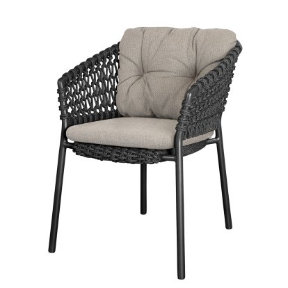 Chaise Ocean, Open soft Rope – Dark grey, Rise - Marron clair