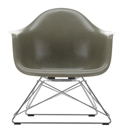 Eames Fiberglass Armchair LAR, Eames raw umber, Chromé