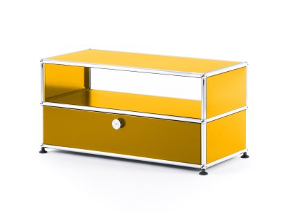 Meuble bas Lowboard TV USM Haller avec porte coulissante, Jaune or RAL 1004