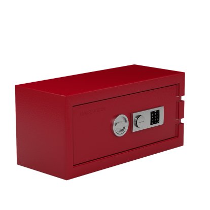 Coffre-fort Balzsafe CONNECT pour étagères USM Haller, 75 cm x 35 cm x 35 cm, Rouge rubis RAL 3003, Serrure électronique à combinaison avec clé de réinitialisation