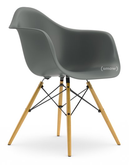 Eames Plastic Armchair RE DAW, Gris granit, Sans rembourrage, Sans rembourrage, Version standard - 43 cm, Érable nuance de jaune
