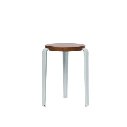 Tabouret Lou, bois massif, Chêne teinté, Bleu pâle
