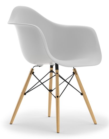 Eames Plastic Armchair RE DAW, Coton blanc, Sans rembourrage, Sans rembourrage, Version standard - 43 cm, Frêne tons miel