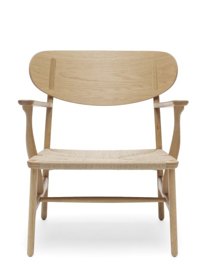 CH22 Lounge Chair, Chêne huilé, paillage naturel