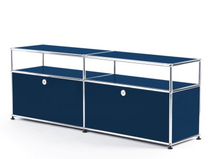 Meuble TV USM Haller avec réhausse, Bleu acier RAL 5011