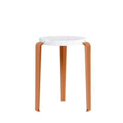 Tabouret Lou, plastique recyclé, Venezia, Rouge tangerine
