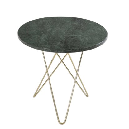 Tall Mini O Table, Vert Indio, Laiton