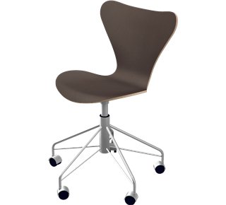 Série 7 chaise de bureau pivotante 3117, Bois laqué clair, Chêne teinté noir