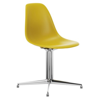Eames Plastic Side Chair DSL, Moutarde, Sans rembourrage, Sans rembourrage, Aluminium poli