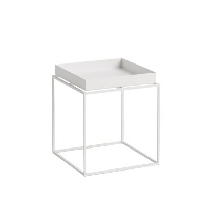 Table avec plateau Tray , H 30/34 x L 30 x P 30 cm, Blanc