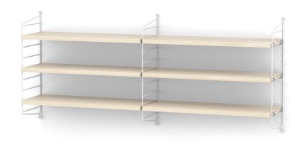 Étagère murale M String, 20 cm, Blanc, Placage frêne  