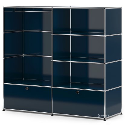 Penderie USM Haller L avec tringle, Bleu acier RAL 5011