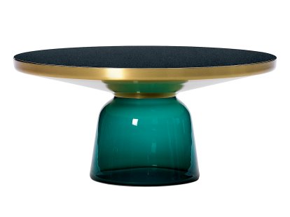 Bell Coffee Table, Laiton laqué clair, Vert émeraude