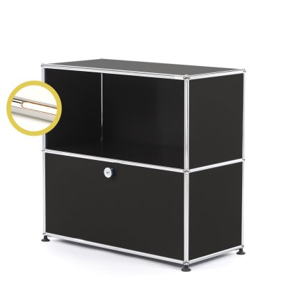 USM Haller E Sideboard M avec éclairage du compartiment, Noir graphite RAL 9011, Blanche chaude