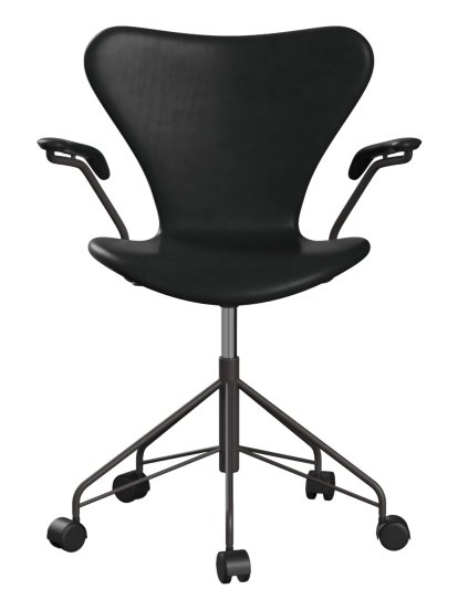 Série 7 Chaise de bureau pivotante 3117 / 3217 Rembourrage intégral, Avec accotoirs, Cuir Grace noir, Warm graphite