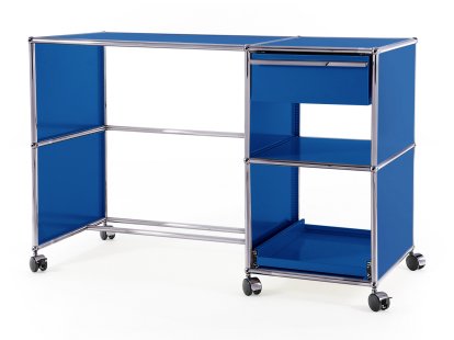 Bureau USM Haller à roulettes Type 2, Bleu gentiane RAL 5010