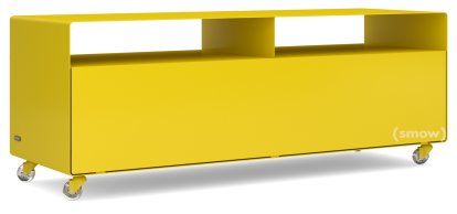 Meuble TV R 109, Monochrome, Jaune signalisation (RAL 1023), Roulettes transparentes