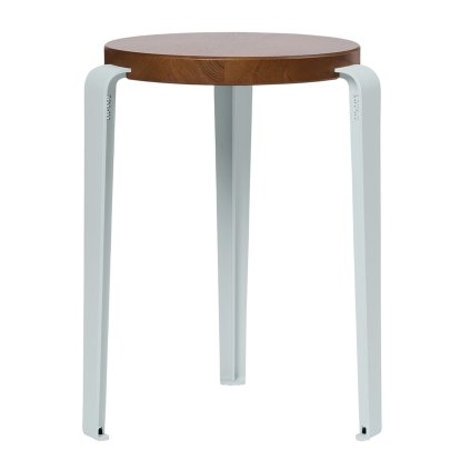 Tabouret Lou, bois massif, Chêne teinté, Bleu pâle