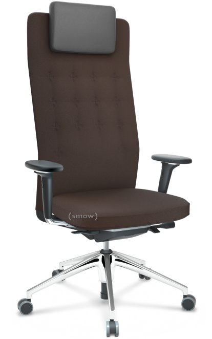 ID Trim L, Mécanisme Flowmotion avec réglage de la profondeur d'assise, Avec accotoirs 3D, Noir basic, Tissu Plano marron, Durs pour tapis