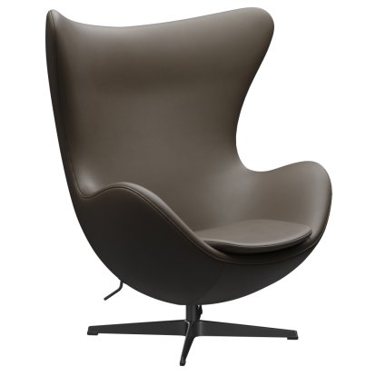 Fauteuil Egg (Oeuf), Cuir Essential, Pierre, Noir, Sans repose-pied