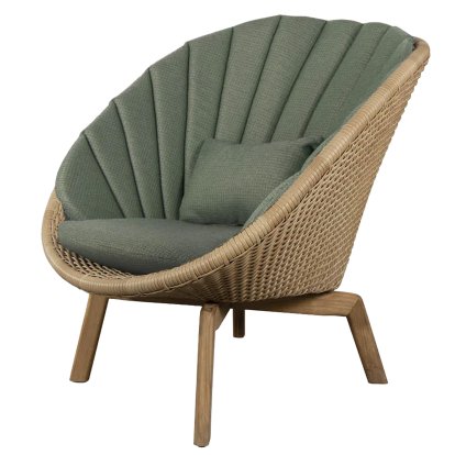 Fauteuil lounge Peacock, Large flat Weave - Natural, Link - Vert foncé